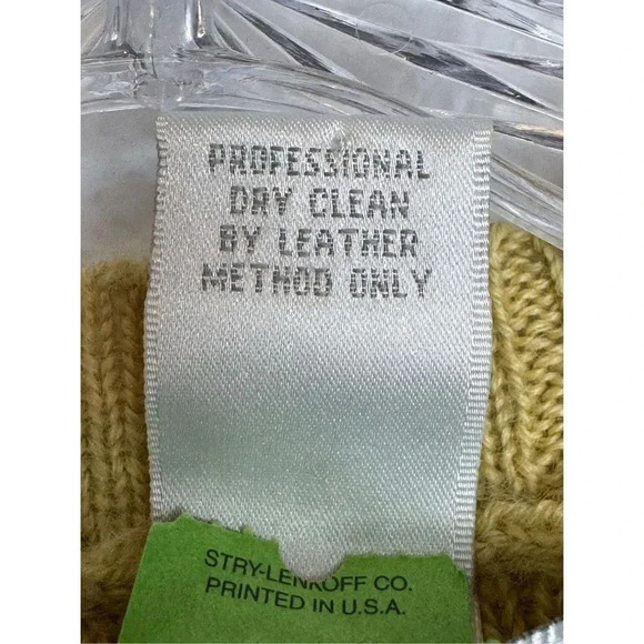 Vintage Preswick Western Leather Wool Vest Full Zip Braided Small Beige Knit - Picture 6 of 6